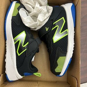 New Balance Kids' Black and Neon Green Sneakers
